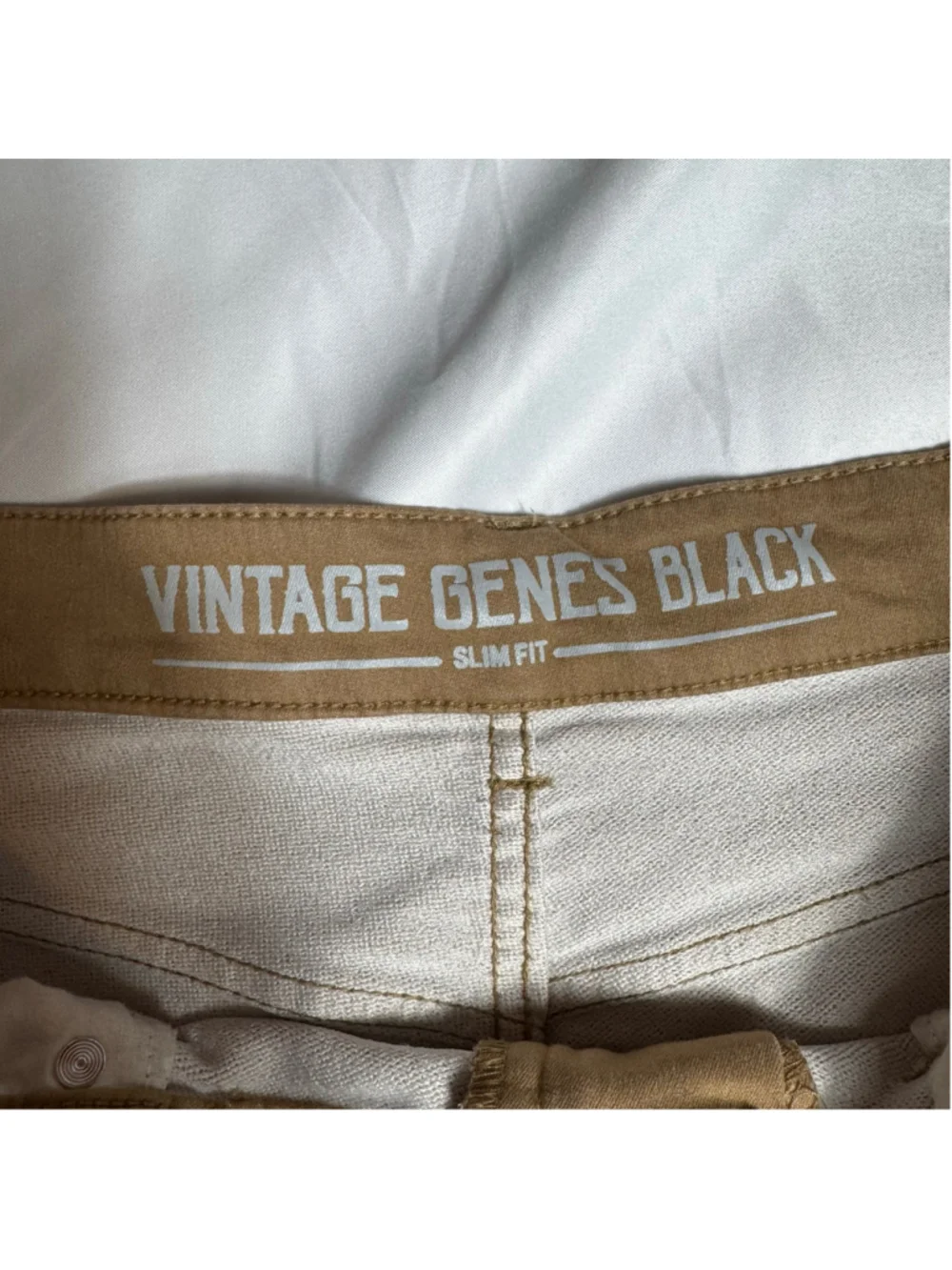 Men's Vintage Genes Black Slim Fit Chino Pants Brown Waist 36x32